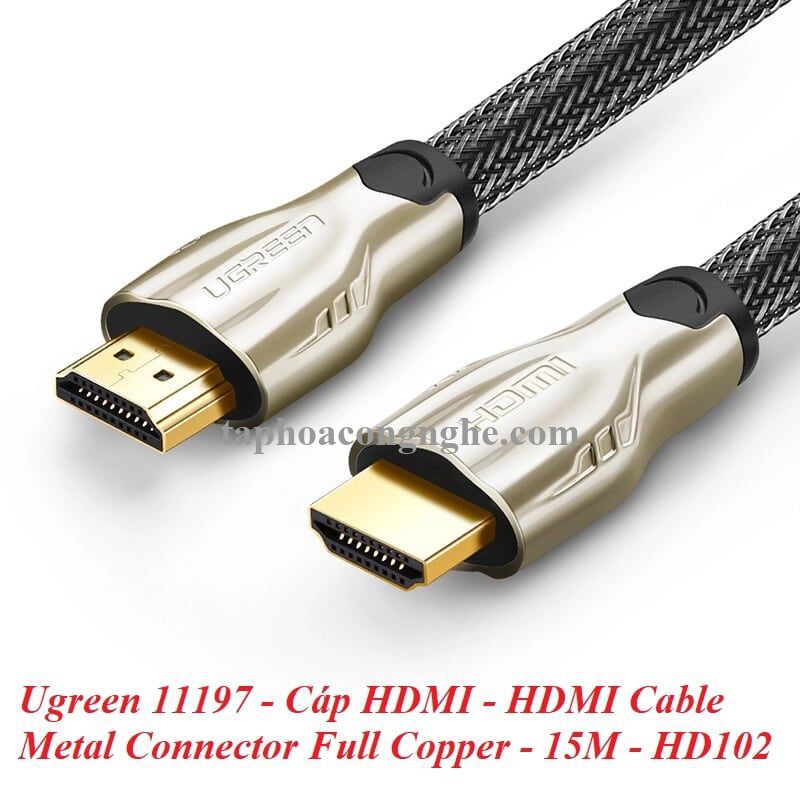 Ugreen 11197 15M màu Đen Cáp tín hiệu HDMI vỏ bọc lưới cao cấp HD102 30011197